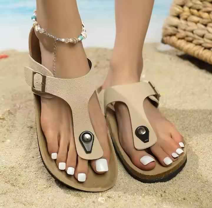 Royal Blue Summer Cork Thong Sandals Genuine Leather Open Toe US W8-8.5 EU39 (Copy)