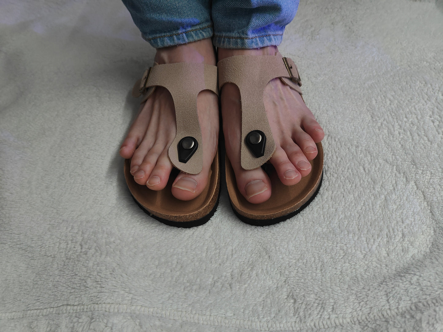 Men's Summer Cork Thong Sandals Genuine Leather Open Toe Post Beach US 8-8.5 EU39