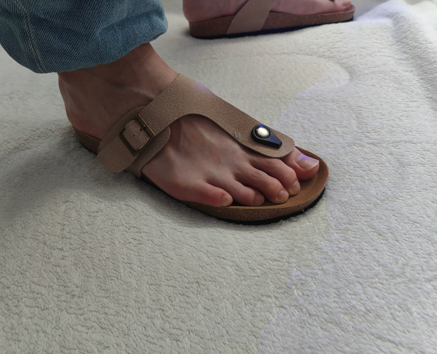 Men's Summer Cork Thong Sandals Genuine Leather Open Toe Post Beach US 8-8.5 EU39