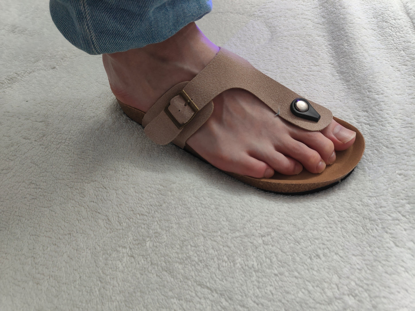 Men's Summer Cork Thong Sandals Genuine Leather Open Toe Post Beach US 8-8.5 EU39
