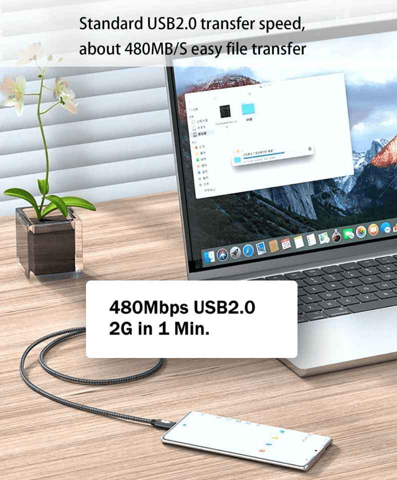 240W USB Type C To USB C 6.5FT Cable PD 3.1 Fast Charging LCD Display E-Marker