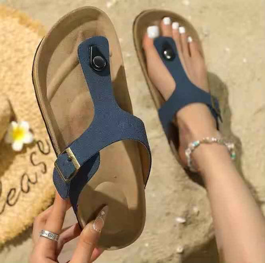 Summer Cork Sandals Genuine Leather Gizeh Style OEM US W8-8.5 EU39