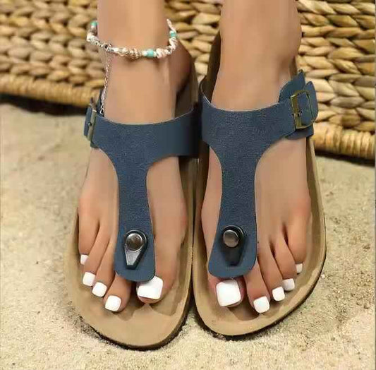 Summer Cork Sandals Genuine Leather Gizeh Style OEM US W8-8.5 EU39