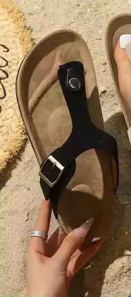 Royal Blue Summer Cork Thong Sandals Genuine Leather Open Toe US W8-8.5 EU39 (Copy)