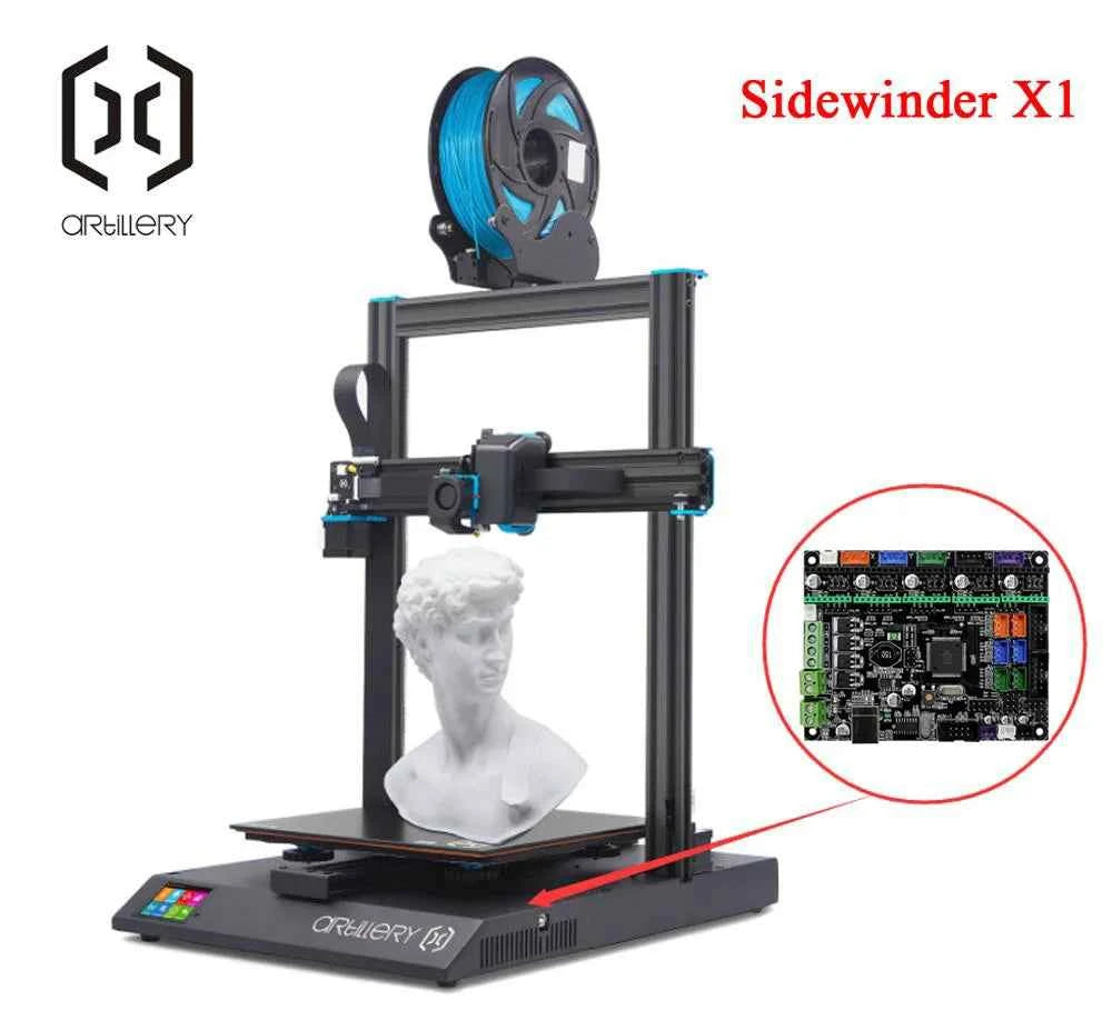 The 8-bit motherboard is used for 3D printers, Artillery Sidewinder X1, and Genius supports other brands of printers