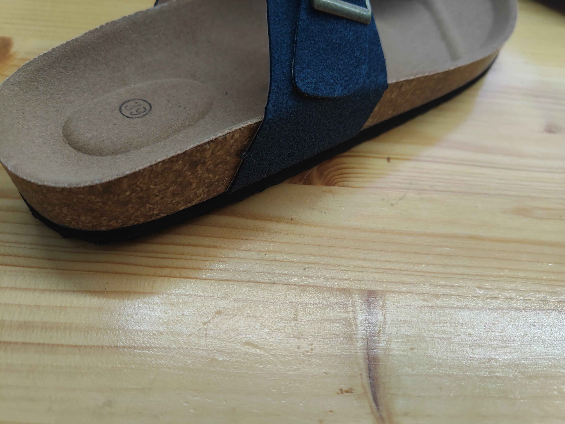 Royal Blue/Beige/Black Summer Cork Sandals Genuine Leather Thong Style US W8-8.5 EU39