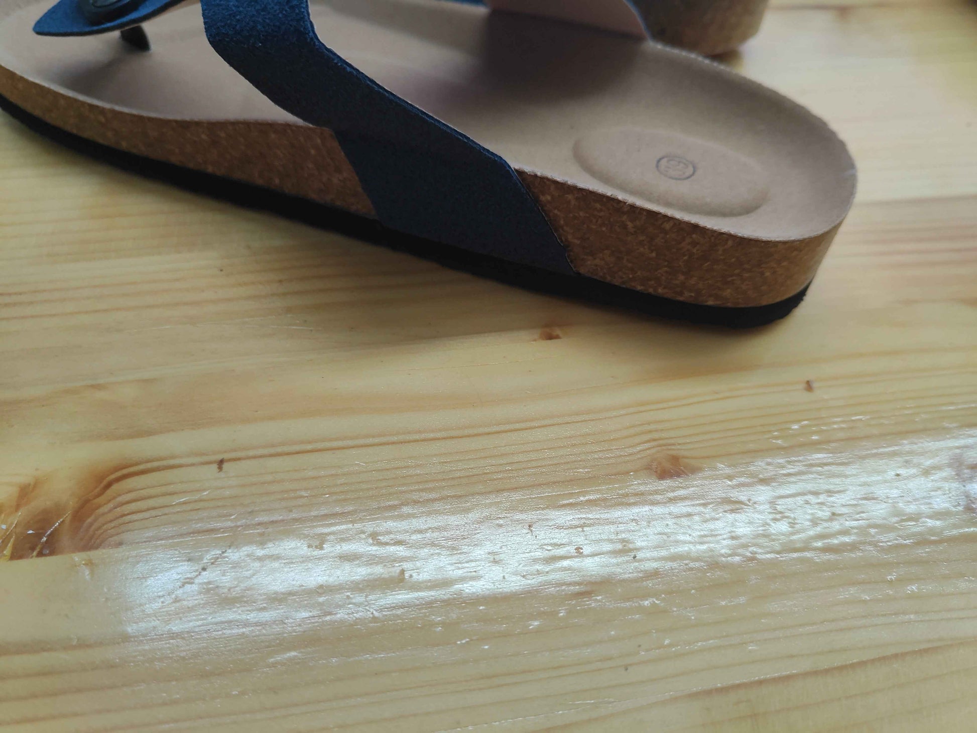 Royal Blue/Beige/Black Summer Cork Sandals Genuine Leather Thong Style US W8-8.5 EU39