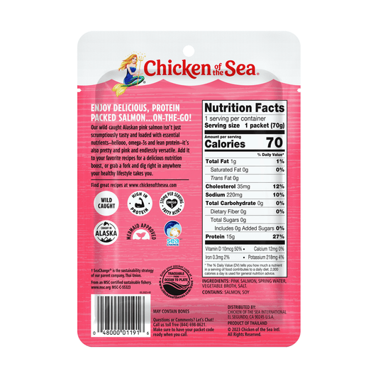 Chicken of the Sea Wild Caught Alaskan Pink Salmon in Spring Water Packet 2.5 oz
